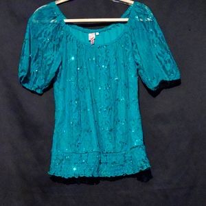 Green Three hearts blouse